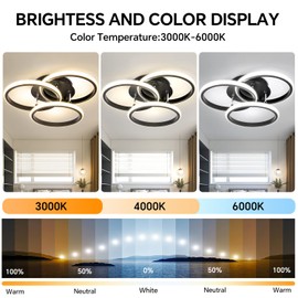 15.74in Dimmable LED Modern Flush Mount Ceiling Light Fixture with Remote Control, 3000K-6500K 3-Color Dimming Circle Modern Chandelier, Close to Ceiling Bedroom Kitchen Hallway Cloakroom Lamp