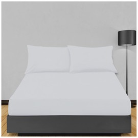 Extra Deep Single Fitted Sheet (91x190CM), Super Soft Poly Cotton Elasticated Corner Bottom Sheet, Plain Dyed 40CM Single Bedding Sheet, White