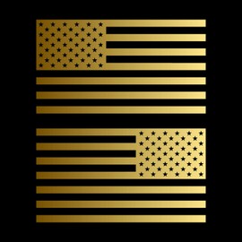 Hill Country Vinyl American US Flag [Pick Color/Size] Vinyl Decal Sticker for Laptop/Car/Truck/Window/Bumper (3.5in Subdued Pair, Metallic Gold)