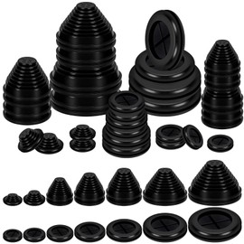 Swpeet Rubber Grommets Wire Protection, Closed Rubber Grommet, Firewall Solid Closed Hole 28 Pieces, 7 Sizes, 2 Types, Tower Shaped and Round Double-Sided Rubber Grommet Kit, Drill Hole Round Rubber