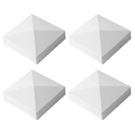 Qlvily 4 Pack 3.5 inch Vinyl Fence Post Caps, White PVC Waterproof Outdoor Pyramid Post Cover, for Fence Gate Mailbox Patio Garden Farm