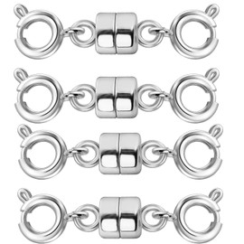 Magnetic Necklace Clasps and Closures,Mini Bracelets Clasp Converter Silver Chain Extender for Jewelry Making Supplies (Silver)