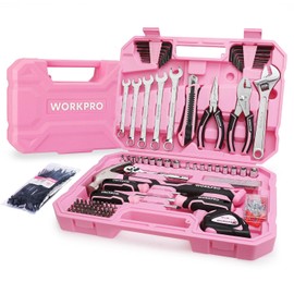 WORKPRO 284PCS Pink Tool Set, Portable Home Basic Tool Kit Box for Women