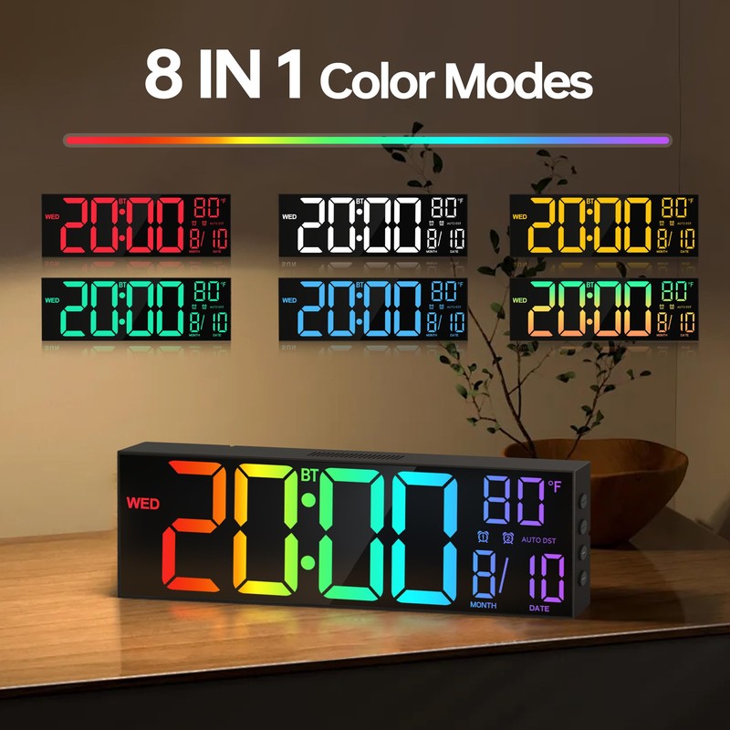 JALL 16.2" Large Digital Wall Clock with Seconds, Bluetooth Sync,