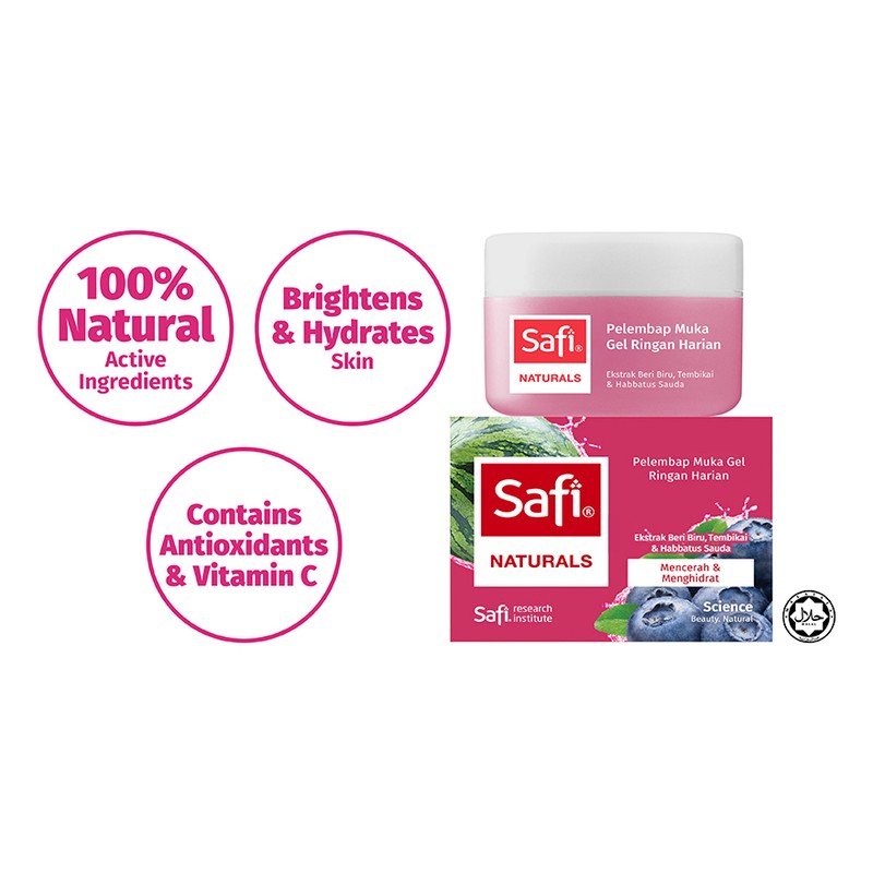 SAFI Naturals Brightening & Hydrating Facial Moisturiser 50g Blueberry Watermelon