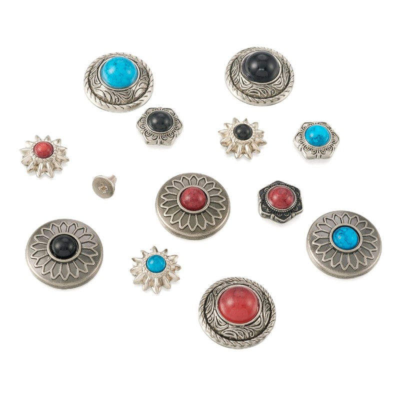 Spritewelry 24 Sets Conchos for Leather Sunflower Decorative Rivets Studs