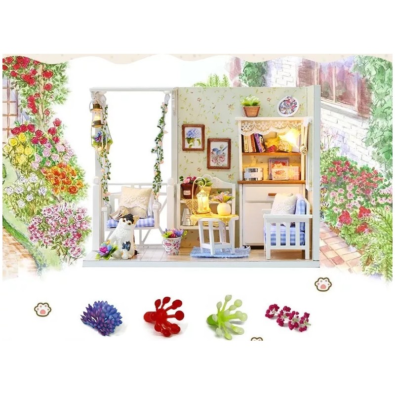 Diy Casita De Muñeca Miniatura Bloque Construcción Gatito