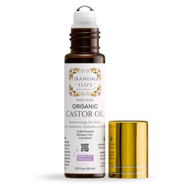 Pure Organic Castor Oil Roll On For Lips, Eyebrows, Under Eyes, Eyelashes and Cuticles - Easy, Less Mess Moisturizer Roller ball Cold Pressed, Hexane Free, Unrefined, Glass Bottle - Travel Size