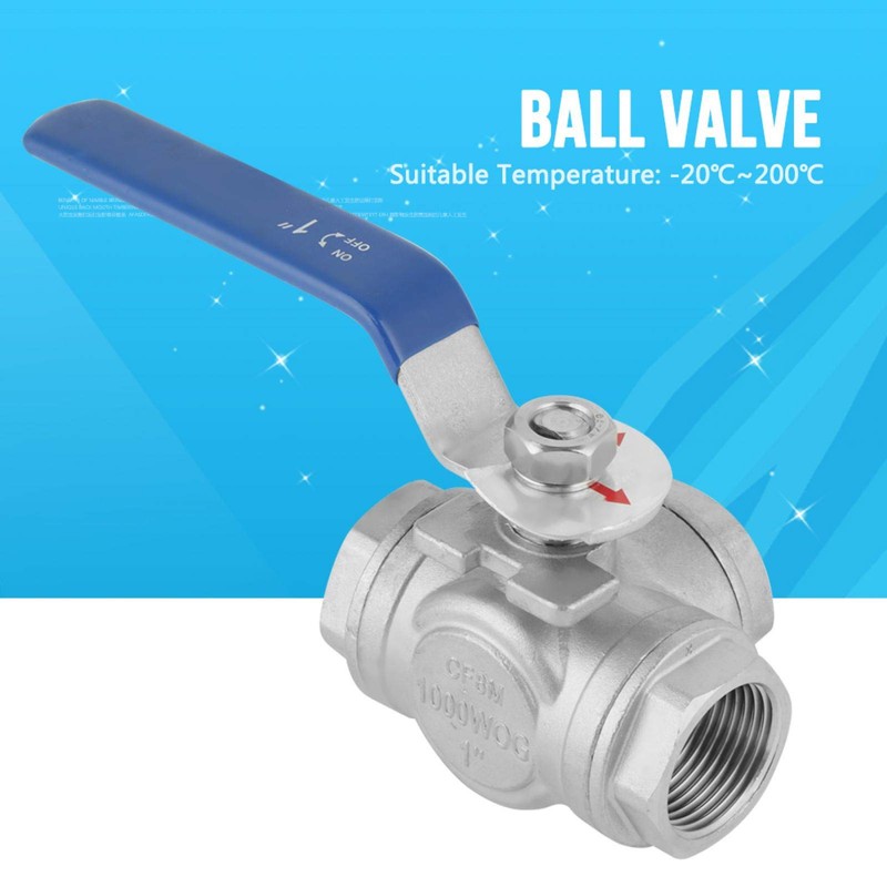 1-Piece Ball Valve DN25 Stainless Steel Three-Way Valve L Type