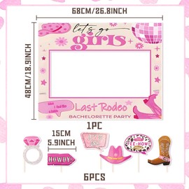 JeVenis Western Cowgirl Party Decorations Let's Go Girls Photo Booth Props Frame Disco Cowgirl Wild West Theme Party Decor for Bachelorette Last Rodeo Party Supplies Favors