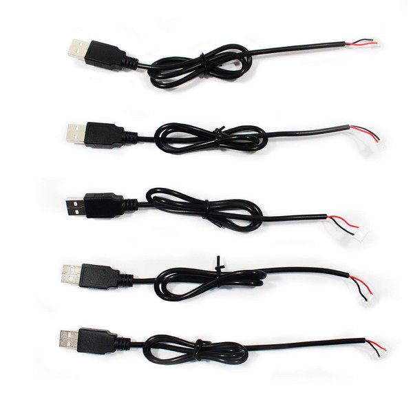 VSDISPLAY USB Cable 5V DC Power Supply Cable Length 50cm 5pcs (USB-PH2.0)