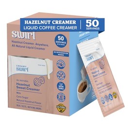 Swirl - Hazelnut Sweet Creamer - Liquid Nutty Flavor Single Serve No Refrigeration Travel Friendly Coffee Enhancer - 9g per pack 50 packets