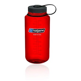 Nalgene Tritan Wide Mouth BPA-Free Water Bottle, Red w/ Black Cap, 32-Ounces