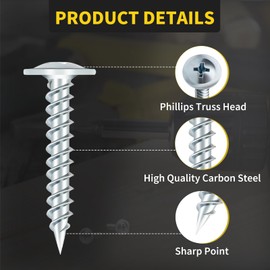 Wood Screws 1 Inch, 110 PCS FIXLINK Premium Truss Head Phillips Silver Wood Screws, Self Tapping Zinc Plated Modified Fast Truss Head Wood Screws Used in Indoor Furniture, Woodworking (#8 x 1)