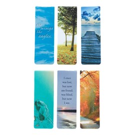 Set of 6 Scenic Nature Inspirational Magnetic Bible Verse Bookmark with Scripture, Size Small 2.25" x .75"