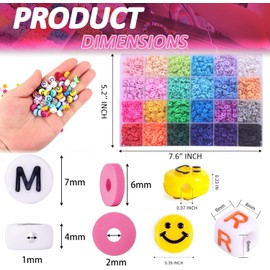 6100+ PCS Clay Beads Bracelet Making Kits, LauCentral 24 Colors 6mm Flat Round Polymer Heishi Beads Supplies for Jewelry Necklace Earrings DIY Arts Crafts Accessories Gifts Age 4 5 6 7 8 9 10 11 12
