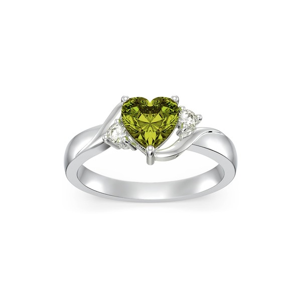 Shusukue August Birthstone Ring 925 Sterling Silver Created Peridot Ring
