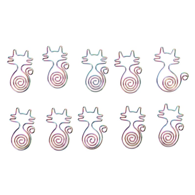 100pcs Cat Shape Paper Clips Colorful Plating Process Increased Slip