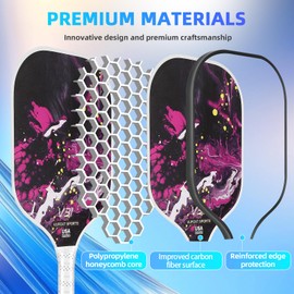 Pickleball Paddles Set of 4, USAPA Approved 99.99% Carbon Fiber Surface Pickleball Sets PP Honeycomb Core Pickle Ball Rackets, Lightweight Paddles for Men Women