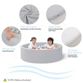 SHJADE Foam Ball Pit, 35.4"x 11.8" Ball Pits for Toddlers, Soft Round Kiddie Baby Playpen Ball Pool for Kids, Ideal Gift for Babies Indoor and Outdoor Game, Grey, (Balls not Included)