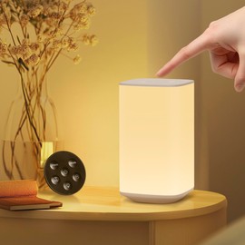 Bonsery LED Bedside Lamp Touch Dimmable with Remote Control, 3000 mAh Night Light Dimmable with 3 RGB Modes and 3 Colour Temperatures, 256 Colours Table Lamp Wireless with Timing Gift for Children
