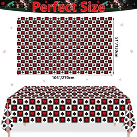 XJLANTTE 4Pcs Casino Tablecloths, Poker Table Cover, Rectangular Casino Theme Table Cloth for Picnic Birthday Playing Card Casino Party Decorations, 51 x 106 Inch