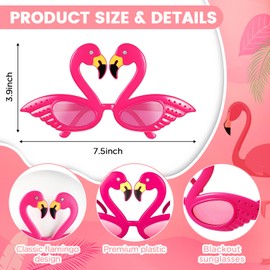 Sinmoe Pack of 2 Flamingo Sunglasses Luau Party Sunglasses Hawaii Funny Glasses Summer Beach Theme Props Novelty Tropical Children's Party Glasses Frame for Birthday Carnival Rose Red