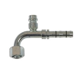 KarParts360 A/C Refrigerant Hose Fitting | 90-Degree Elbow Shape | Number 10 O-Ring To 10 Ez-Clip | With Low-Side Service Port | Replacement For B077GFQGKY, ABPN83310700C