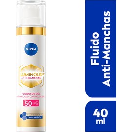 NIVEA Cellular LUMINOUS630 Anti-manchas Fluido Facial Aclarador de Piel FPS50 (40 ml), Enriquecido Con Ácido Hialurónico y Vitamina E para una Piel Luminosa sin manchas por Edad, Solares ni Hormonales