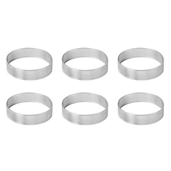 Cake Ring Molds, 6pcs/set Stainless Steel Porous Tart Ring, Perforated Pie Cake Ring Mold, Cake Mousse Ring with Holes for Baking Dessert Ring Tools Heat-Resistant (size:6cm)