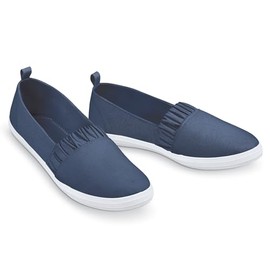 Collections Etc Easy-On Stretch Inset Padded Insoles Sneakers Navy