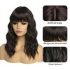 simkaylee Dark Brown Wigs with Bangs for Women Synthetic 16inch
