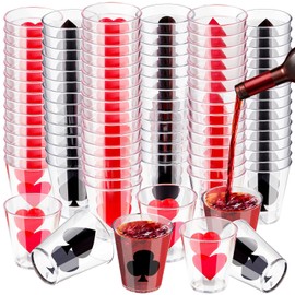 Zubebe Casino Cups Plastic Poker Shot Glasses Mini 2 oz Plastic Shot Glasses for Las Vegas Funny Casino Party Decoration Favors Poker Game Casino Themed Party Supplies(72 Pcs)