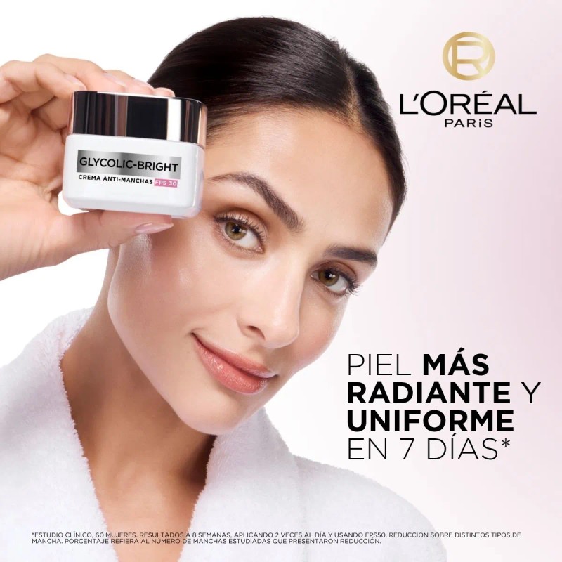 Oréal Paris Glycolic Bright Crema Hidratante Día Anti Manchas Protección