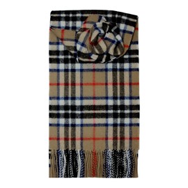 Brushed Wool Plaid Scarf Made in Scotland (Thompson Camel)