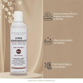 Nuestra Tierra Loción Despigmentante con Ácido Mandélico al 20%, Tratamiento Facial y Corporal,125ml