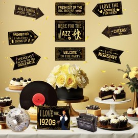 20Pcs Roaring 20s Party Decorations Signs, Black Gold Retro Roaring 1920s Party Photo Booth Props, Roaring Twenties Party Signs Retro 1920s Door Wall Signs for 1920s Party Speakeasy Party Supplies