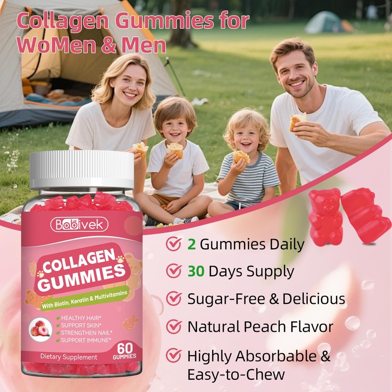 Babivek 2 Pack Collagen Gummies for Women & Men –