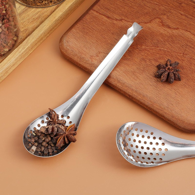 jojofuny 2 Pack Small Slotted Spoons Spherification Spoon Stainless Steel