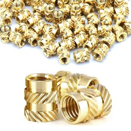 Fomiata Pack of 50 threaded inserts, M4 x 8 x 6 mm press-in nuts, brass embedding nuts, knurled nuts, plastic box for plastic parts by heat or ultrasound in 3D printer parts (M4*8 * 6mm-50pcs)