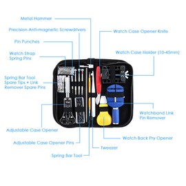 SagaSave Uhrenreparatur-Werkzeug-Set, 147-teilig, professionelles Uhrenbatterie-Ersatz-Set und Uhrengliederentfernungs-Set mit Tragetasche
