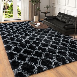 Dssimo 5x7 Area Rugs for Living Room, Plush Thick Carpets for Boy and Girls Room, Modern Soft Shag Rug for Bedroom, Non Slip, Large Indoor Carpet for Nursery Dorms Home Decor Aesthetic, Black