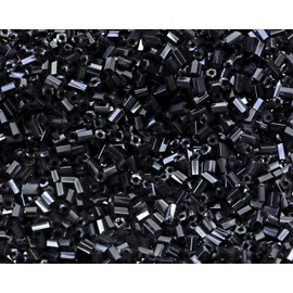 PPhtony Glass Bugle Tube Mini Seed Beads 1400Pcs/30g 2 * 3mm Small Craft Loose Spacer Beads for DIY Bracelets Necklace Earring Jewelry Making (Black)