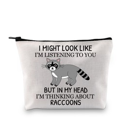 PLITI Funny Raccoon Gifts for Raccoon Lovers Raccoon Cosmetic Bag Raccoon Themed Gift Raccoon Owner Gift Animal Lover Gift (Look Like Raccoon bagU)