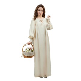 miccostumes Women's Medieval Underdress Long Sleeve Linen Blend Renaissance Tunic Dress Cosplay Costume (linen - colored, XL)