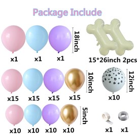 Pink Purple Paw Balloons Garland Arch Kit with Dog Paw Print Balloons Dog Bone Shaped Aluminum Foil Birthday Baby Shower Party Decorations