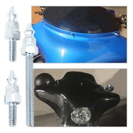 Americruise Motorcycle Chrome Batwing Windshield Trim Accent Mount Hardware Spikes Screws Kit for Harley Touring Electra Street Glide FLHT FLHX 2014-2023
