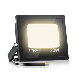 VRTOGTHE 20 W LED Outdoor Spotlight, 2000 lm, 3300 K, Warm White Light, LED Floodlight, IP65 Waterproof Outdoor Spotlight for Backyard, Steps, Garage, Hallway, Garden