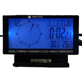 TOTMOX 5 in1 Digital Car Thermometer and Clock Displays Inside/Outside Temperature LCD 3.9" Display Backlight Compass Clock Car Calendar
