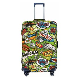 Travel Luggage Cover Suitcase Protector Washable Elastic Anti-scratch Suitcase cover Fits 18-21 Inch Luggage, Classic Graffiti Pattern 2, S 25.79"x18.7" (Fits 18-21 Inch Luggage )